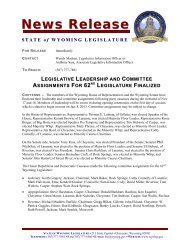 Legislative Leadership and Committee Assignments For 62nd