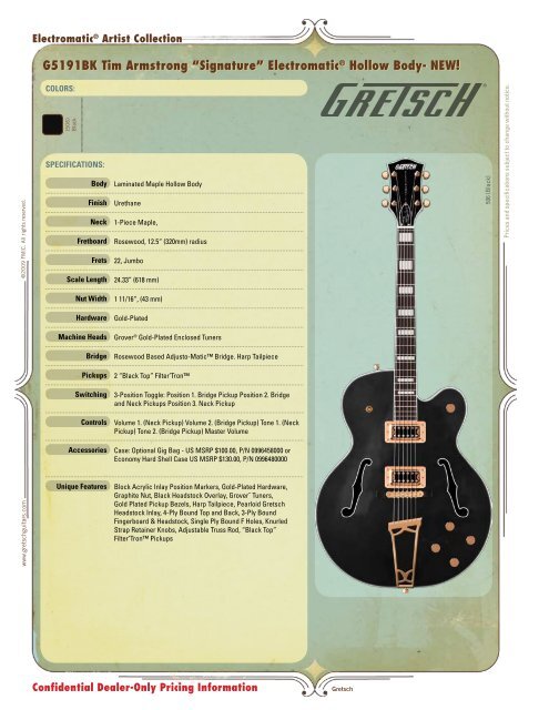 Gretsch G5191BK Tim Armstrong Brochure - American Musical Supply