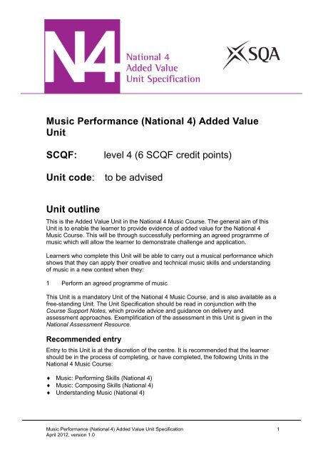 Music Performance (National 4) - Scottish Qualifications Authority