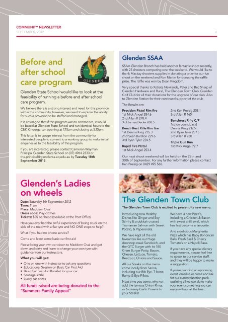 September Newsletter - Glenden