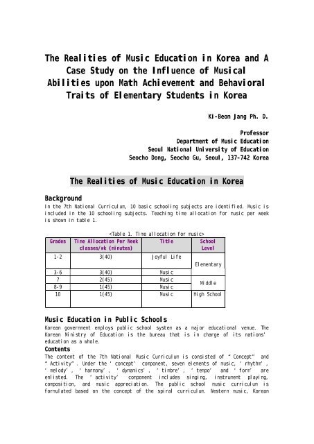 The Realities of Music Education in Korea and A Case ... - Unesco