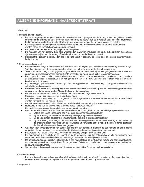 Aanvullende informatie voor de locatie  - Albeda College