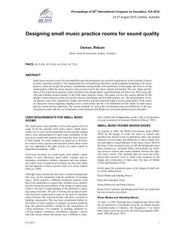 Designing small music practice rooms for sound quality - Australian ...