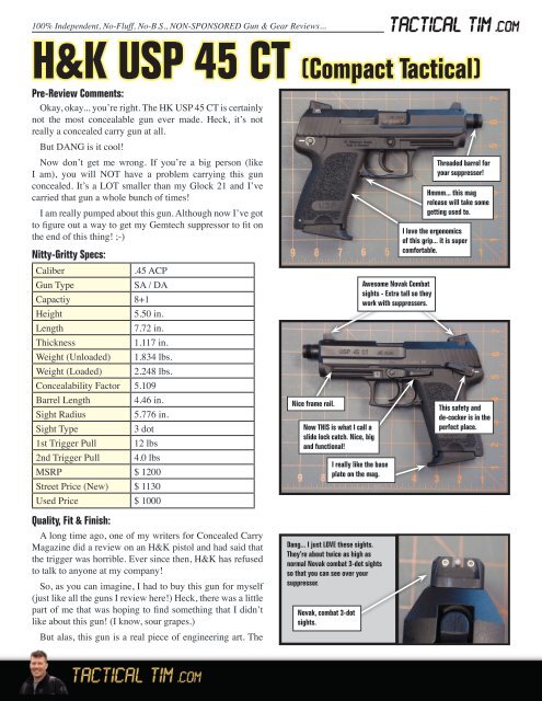 H&K USP 45 CT (Compact Tactical) - Tactical Tim