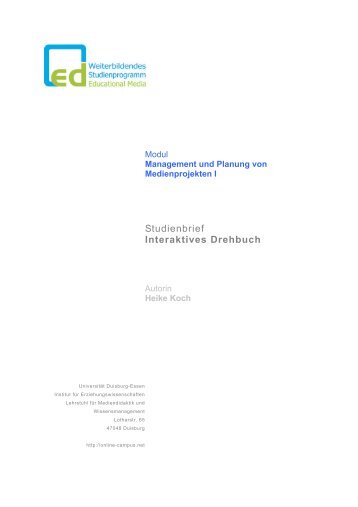 Studienbrief Interaktives Drehbuch - Duisburg Learning Lab