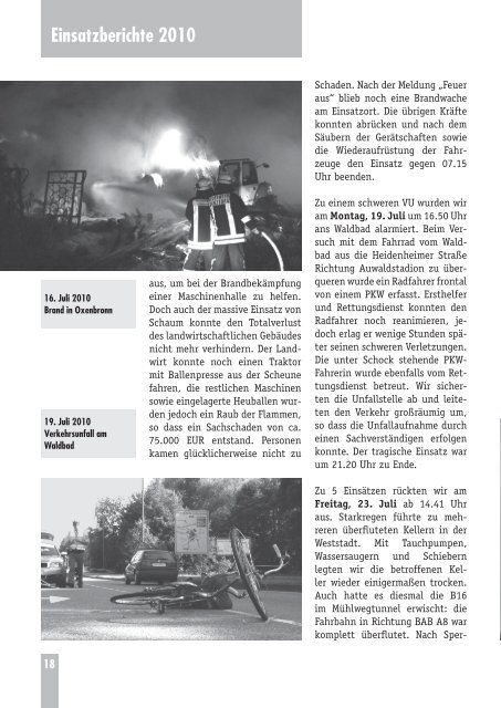 Das Feuerwehrjahr 2010 - Freiwillige Feuerwehr Günzburg