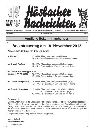 Volkstrauertag am 18. November 2012 - Druckerei & Verlag Valentin ...