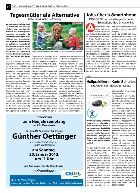 Download Ausgabe Januar 2013 - Lokale Zeitung Memmingen