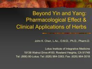 Beyond Yin and Yang: Pharmacological Effect ... - China Medical