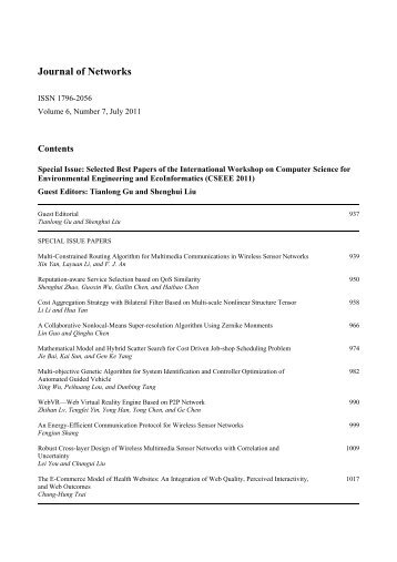 Journal of Networks - Academy Publisher