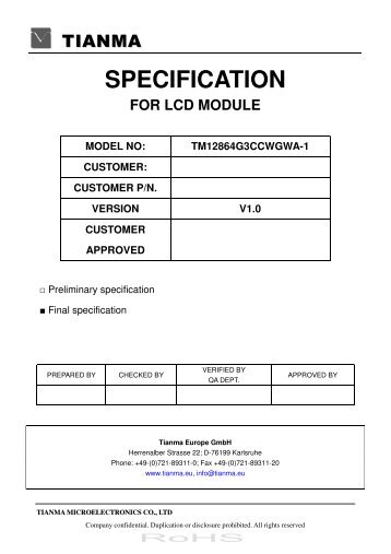 LCD Modules - Tianma