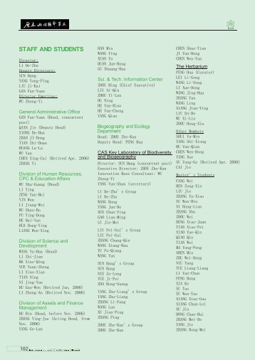 2. Staff and Students (2006) - Kunming Institute of Botany - 中国科学院