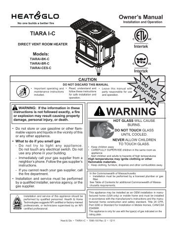 Tiara I Gas Stove Install Manual - Fireplaces Plus