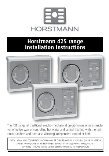 Horstmann 425 range Installation Instructions