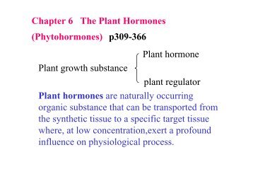Chapter 6 The Plant Hormones (Phytohormones) p309-366 Plant ...
