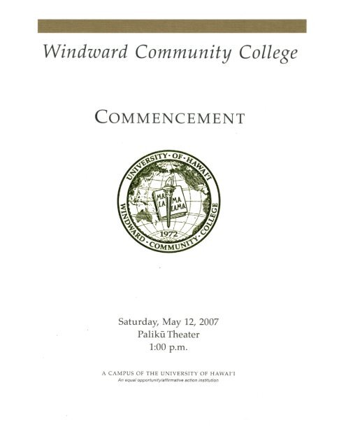 Commencement program (PDF) - Windward Community College