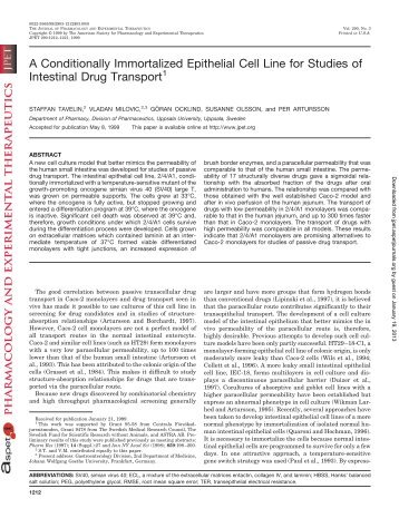 A Conditionally Immortalized Epithelial Cell Line for Studies of ...