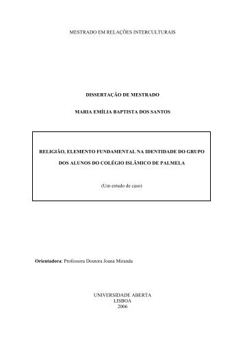 mestrado em relações interculturais - Universidade Aberta