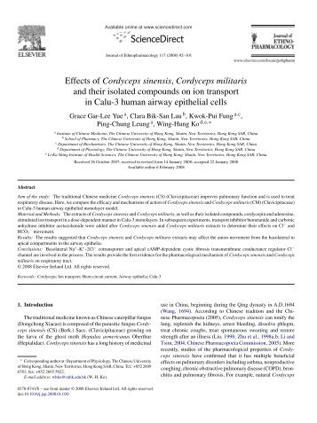 Effects of Cordyceps sinensis, Cordyceps militaris and ... - MycoPro