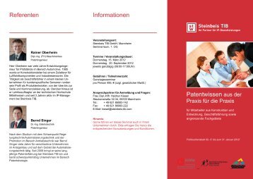 Informationsflyer - Steinbeis TIB