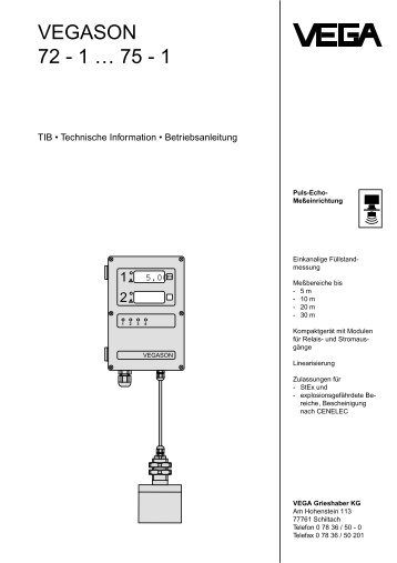 VEGASON 72 - 1 ... 75 - 1 - TIB - Technische Information ...