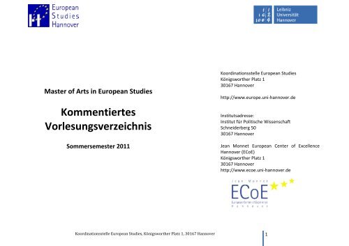 Sommersemester 2011 - European Studies