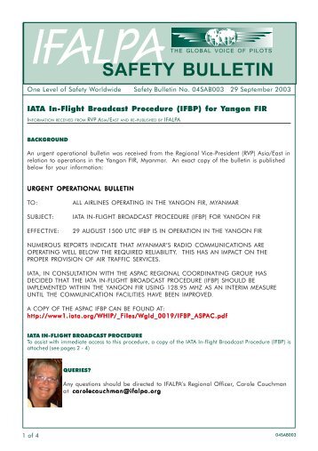 IFALPASAFETY BULLETIN