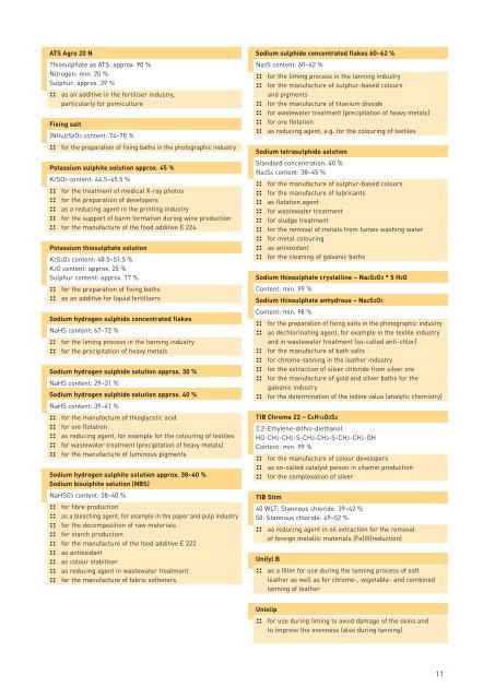 Sulphur Chemicals - TIB Chemicals AG