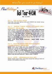 Hari 1 : TIBA DI BALI-HOTEL Hari 2 - Dwidaya Tour & Travel Indonesia