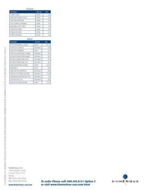 Etest ® IVD Product List - bioMerieux