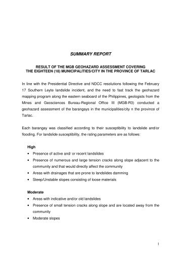 tarlac_exec summary.pdf - MGB Region III