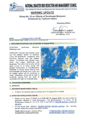 NDRRMC Update Sit Rep 08 Effects of Southwest monsoon, 10 ...