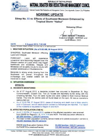 SitRep No.3 re Effects of SW Monsoon Enhanced by Haikui ...
