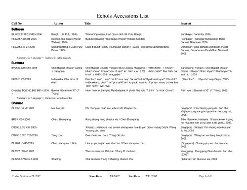 Echols Accessions - Asia Collections | Cornell Library Asia Collections