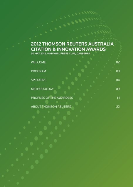 2012 thomson reuters australia citation & innovation awards