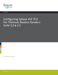 Configuring Sybase ASE 15.0 for Thomson Reuters Kondor+ Suite 3.2