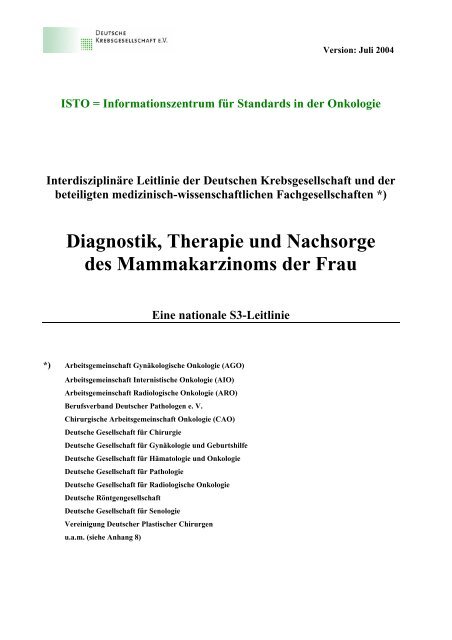 Stufe-3-Leitlinie Diagnostik, Therapie und Nachsorge des