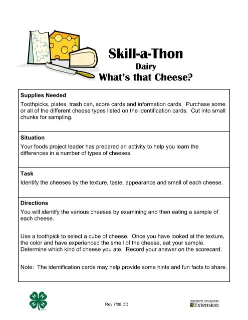 Skill-a-Thon Dairy What's that Cheese? - Missouri 4-H