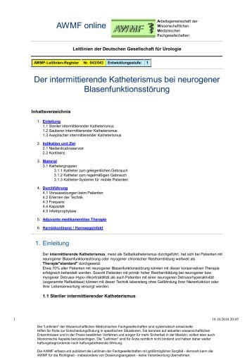 043-043 S1 Der intermittierende Katheterismus bei ... - AWMF