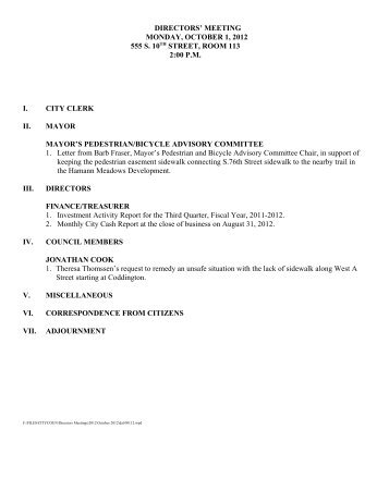 directors' agenda addendum - City of Lincoln & Lancaster County