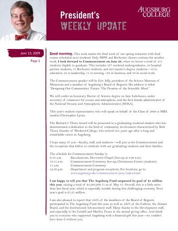 President's weekly update - Augsburg College