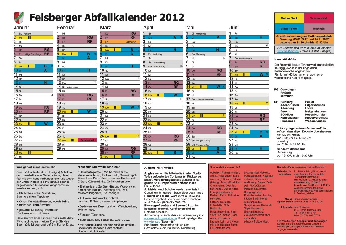 Abfallkalender Gudensberg