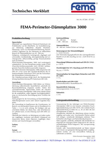 FEMA-Perimeter-Dämmplatten 3000 - FEMA Farben + Putze GmbH