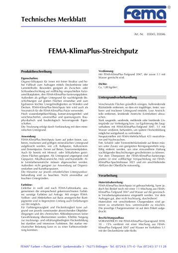 FEMA-KlimaPlus-Streichputz - FEMA Farben + Putze GmbH