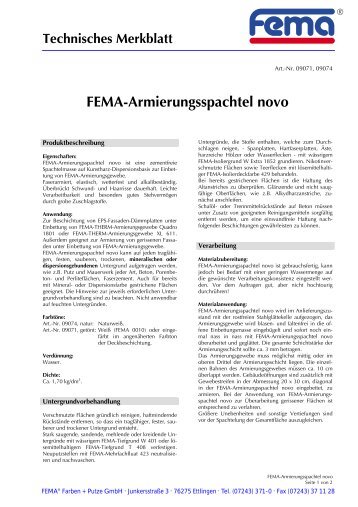 FEMA-Armierungsspachtel novo - FEMA Farben + Putze GmbH