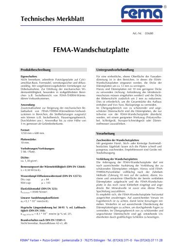 FEMA-Wandschutzplatte - FEMA Farben + Putze GmbH