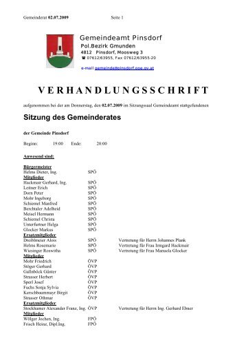Gemeinderatsprotokoll 02.07.2009 (95 KB) - .PDF - Pinsdorf