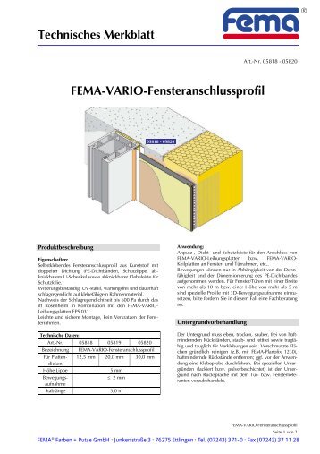 FEMA-VARIO-Fensteranschlussprofil - FEMA Farben + Putze GmbH