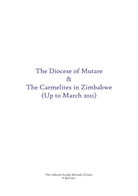 The Diocese of Mutare & The Carmelites in Zimbabwe - the Irish ...