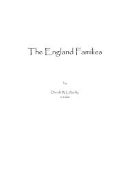 The England Families - New Information
